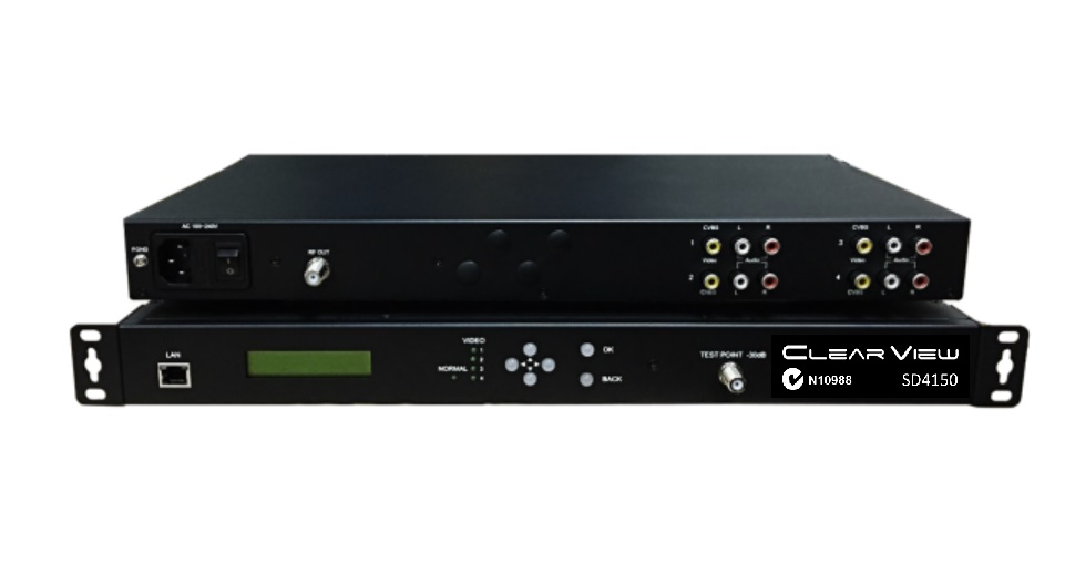ClearView SD4150 Quad SD MPEG2 modulator 4 CVBS inputs 1 DVBT ou